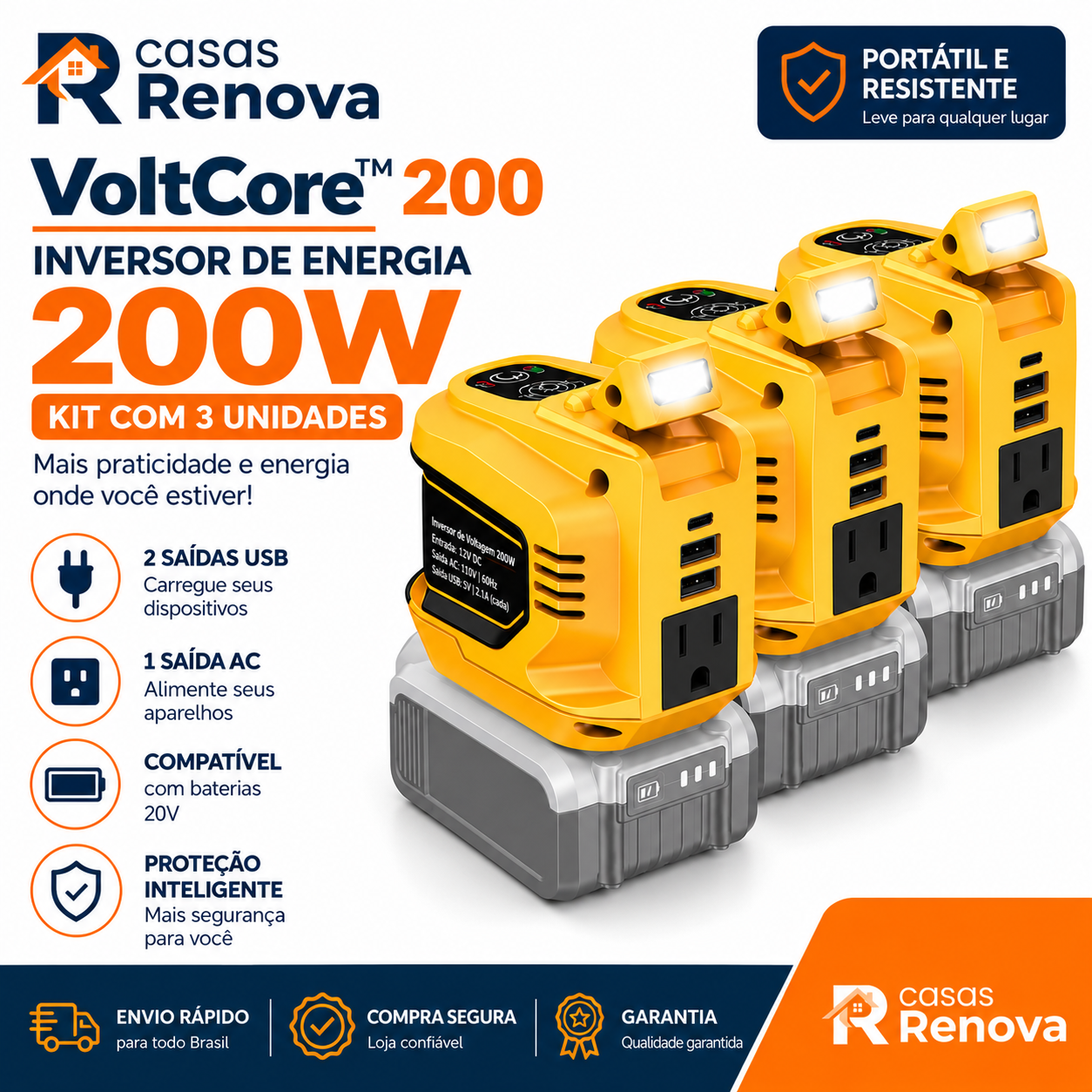 VoltCore™ 200 – Inversor Portátil Bivolt 200W - imagem 3