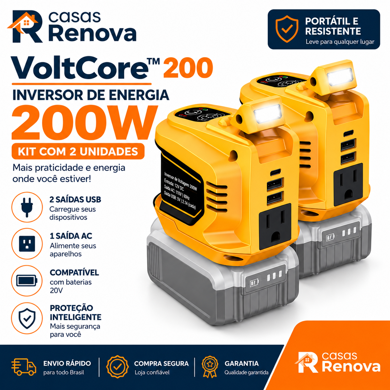 VoltCore™ 200 – Inversor Portátil Bivolt 200W - imagem 2