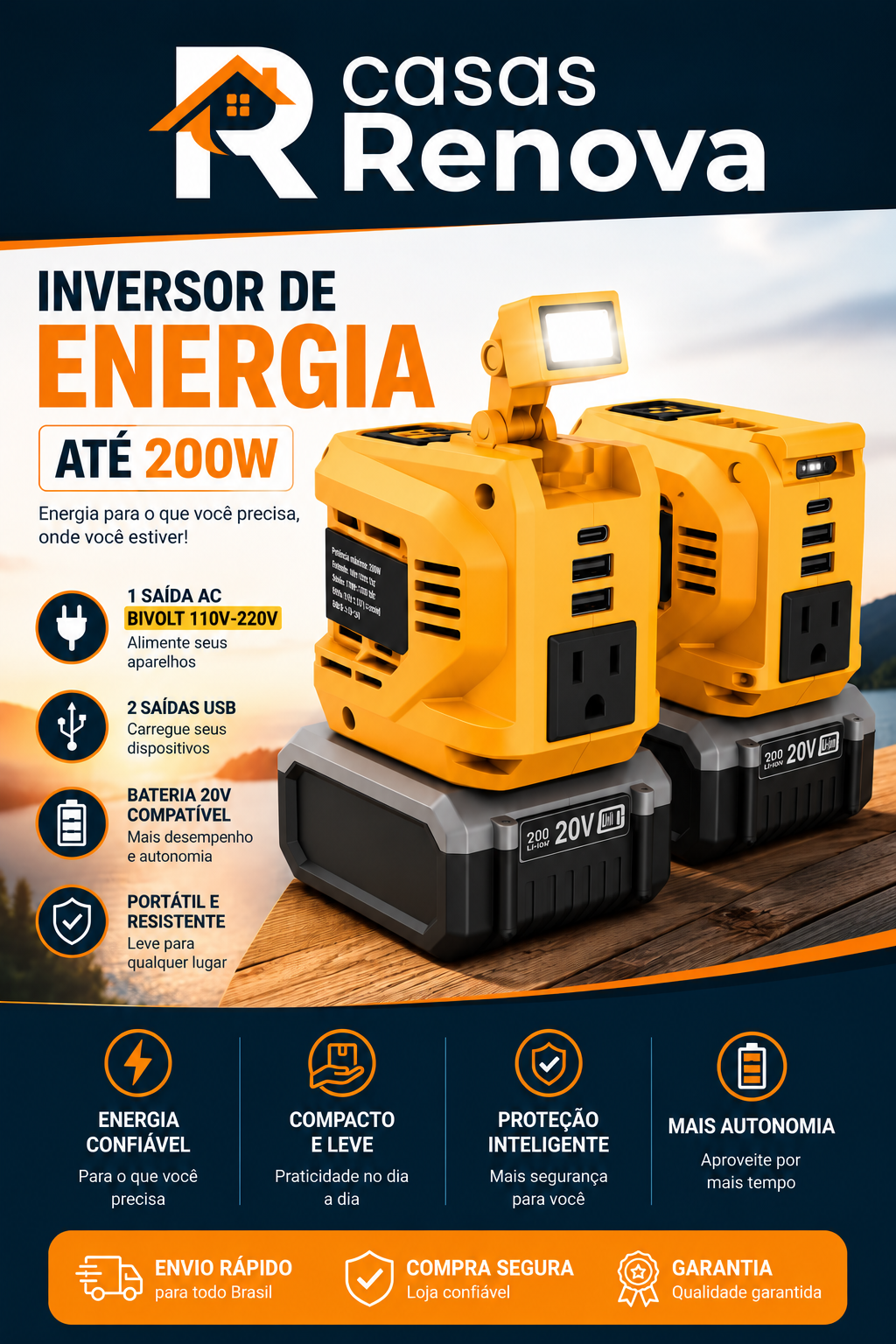 VoltCore™ 200 – Inversor Portátil Bivolt 200W - imagem 4